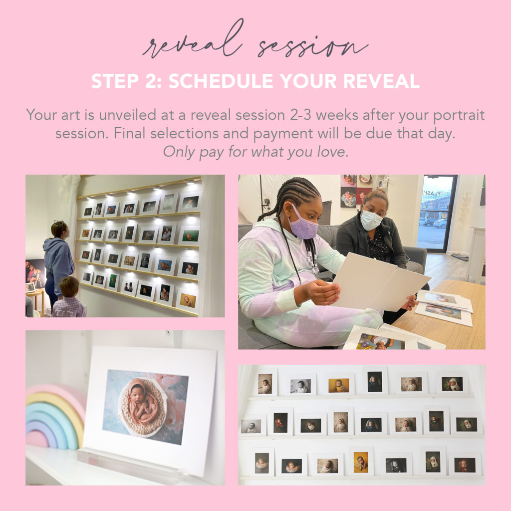 Reveal session, select products, gallery wall reveal, reveal, ordering appointment